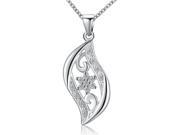 Fashionable Zircon Encrusted Silver Plated Pendant Necklace Size 3.5cm x 1.6cm