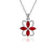 Fashionable Zircon Encrusted Silver Plated Jewel Pendant Necklace Size 2.5cm x 1.9cm Red