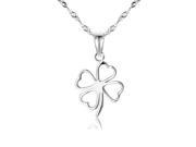 Stylish Four Leaf Clover Shape 925 Pure Silver Pendant Necklace Neck Decor Jewelry