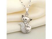 Stylish Fox Shape 925 Pure Silver Pendant Necklace Neck Decor Jewelry Silver