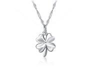 Stylish Four Leaf Clover Shape 925 Pure Silver Pendant Necklace Neck Decor Jewelry