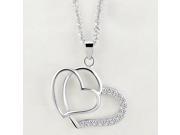 Stylish Heart Shape 925 Pure Silver Pendant Necklace Neck Decor Jewelry
