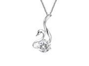 Stylish Swan Shape 925 Pure Silver Diamond Pendant Necklace Neck Decor Jewelry