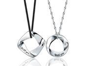 925 Pure Silver Plated Platinum Necklace for Couples Pack of 2 Silver