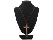 Cross Style Pendant Necklace Neck Decoration with Leather Strap
