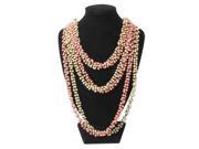 Strand of Multifunctional Wood Bead Necklace Bracelet Waist Chain Decoration Pink Beige