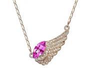 Fashionable and Elegant Wing Shape Diamond Alloy Necklace Magenta