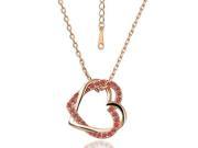 Fashionable Double Heart Design Diamond Electroplate Alloy Necklace Red