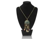 Vintage Antique Bronze Peacock Pendants Necklace