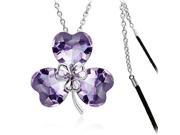 Stylish Crystal Clover Style Sweater Necklaces Purple