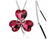 Stylish Crystal Clover Style Sweater Necklaces Red