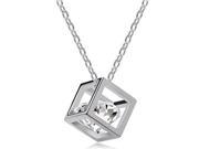 Fashionable Square Shape Crystal Necklace Silver