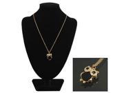 Cute Owl Design Necklace with Rhinestones Jewelry Neck Decor for Ladies Black