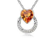 Fashionable Crystal Heart Design Diamond Alloy Necklace Orange