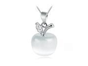 Stylish Apple Shape Silver Opal Pendant Necklace Neck Decor Jewelry White