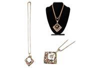 Rhombus Style Diamond Retro Alloy Long Chain Necklaces