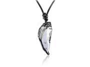 Crystal Wolf Tooth Pendant Necklace Grey