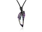 Crystal Wolf Tooth Pendant Necklace Purple