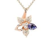 Fashion Elegant Lily Style Crystal Necklace Purple