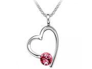 Fashionable Heart Shape Crystal Necklace for Ladies Magenta