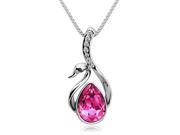 Fashionable Swan Style Crystal Alloy Necklace Magenta