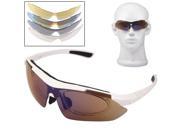 UV400 Protection Sports Sunglasses for Shooting Cycling Ski Golf 5pcs UV400 Protection Lens in one packaging the price is for 5pcs White