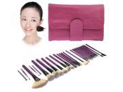 Foldable Cosmetic Brush Case PU Leather Bag Kit Set for Ladies Pack of 26 Purple