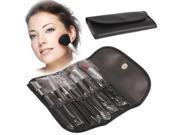 Foldable Synthetic Leather Cosmetic Brush Case Bag Kit Set for Ladies 7pcs Brushes Facial Care Product Black
