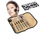 Foldable Trendy Panther Patterned Cosmetic Brush Case Bag Kit Set for Ladies 7PCS Brushes Facial Care Product