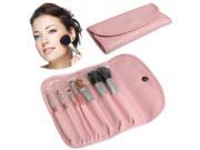 Professional 7pcs Makeup Brush with Wood Handle Set Beauty Kit Cosmetic PU Leather Carrying Case