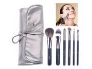 Stylish Cosmetic Brush Case Soft Leather Bag Kit Set for Ladies Pack of 6