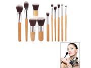 11pcs Nylon Hair Bamboo Handle Makeup Brush Set with Pouch