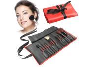 Professional 12pcs Makeup Brush Set Beauty Kit Cosmetic PU Leather Carrying Case Red