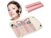 Foldable Synthetic Leather Cosmetic Brush Case Bag with 13pcs Brushes Kit Set Facial Care Item Pink