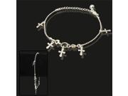 Stylish Silver Bracelet Chain Anklet Foot Chain with 5 Crosses Pendants Jewelry