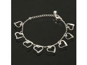 Stylish Silver Bracelet Chain Anklet Foot Chain Jewelry with 8pcs Heart Ring for Girl Woman Lady Silver