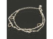 Stylish Silver Dual Layer Bracelet Chain Anklet Foot Chain Jewelry with 4pcs Apple Pendants Silver
