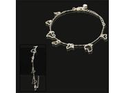 Stylish Silver Bracelet Chain Anklet Foot Chain Jewelry with 7pcs Heart Ring Pendants for Girl Woman Lady Silver