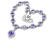 Stylish Heart Shape Alloy Crystal Bracelet Silver Purple