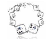 Stylish Square Design Alloy Crystal Bracelet White