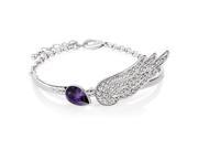 Stylish Elegant Wing Shape Alloy Crystal Bracelet Purple