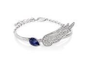 Stylish Elegant Wing Shape Alloy Crystal Bracelet Dark Blue