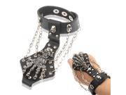 Leather Skull Hand Bracelet Wristband Length 21.5cm
