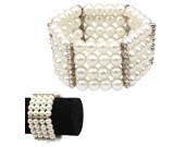 Elegant Artificial Pearl Rhinestone 4 Circle Bracelets Set