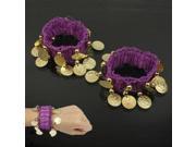 Pair of Coolest Stretchy Cloth Bracelet Brace Lace Bangle Jewelry with Tinsels for Belly Dancing 2 pcs in one packaging the price is for 2 pcs