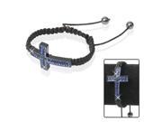 Diamond Cross Style Adjustable Bracelet Blue
