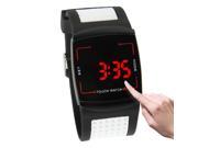 Red LED Light Touch Screen Watch with Silicone Watchband White