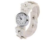 Fashion Flower Diamond Style Watch with Leather Band White