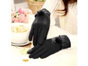 Fashionable Mink Fur Ball and Lace Design Cashmere Gloves for Women Black