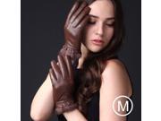 Fashionable Rabbit Fur Sheepskin Leather Gloves for Women M Champagne